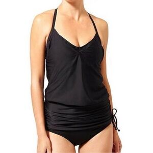 Athleta Side Scrunch Tankini‎ Dress Black Size 38 D/DD